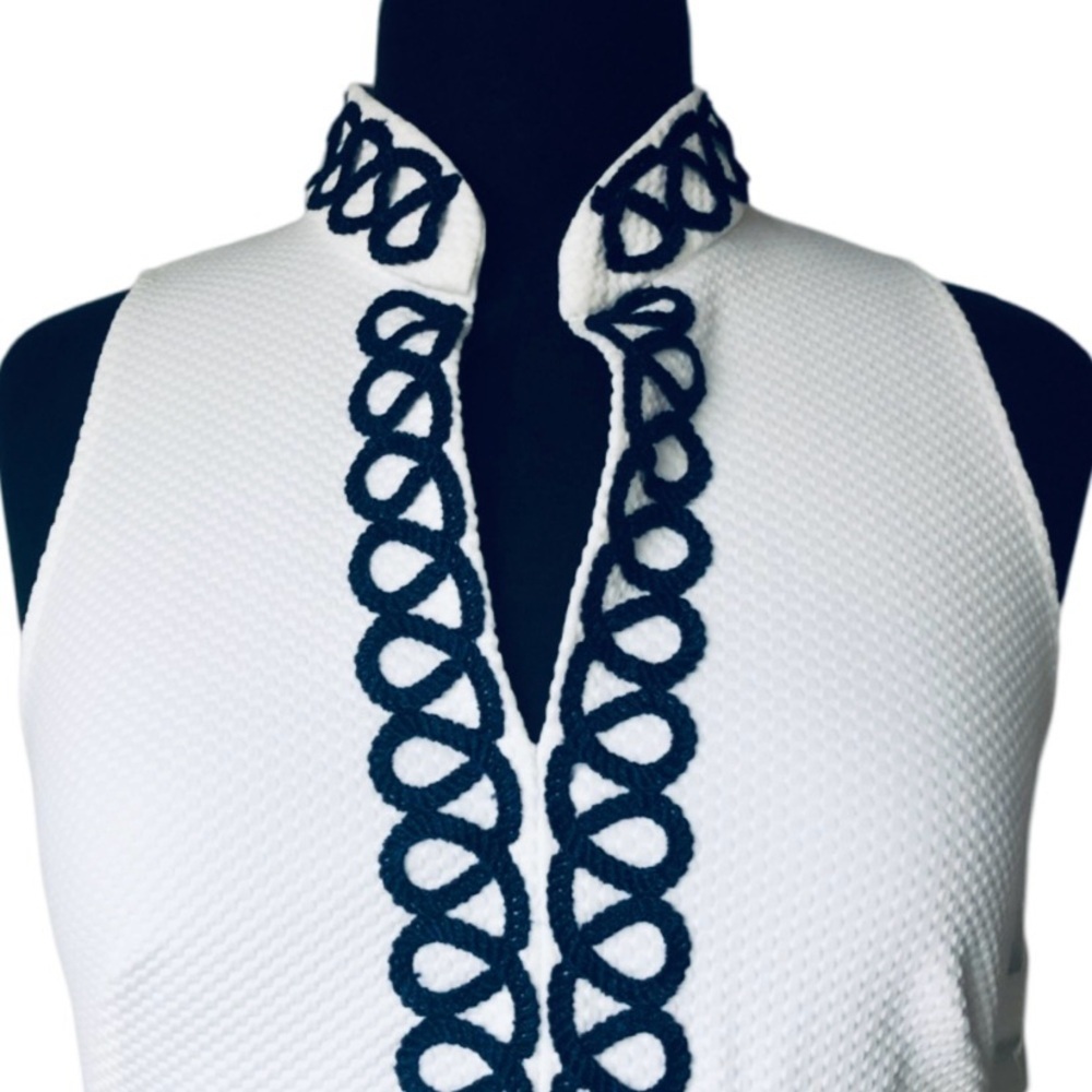 Crisp Embroidered V-neck Vacation Beach Boating Nautical Coastal - Picture 4 of 12